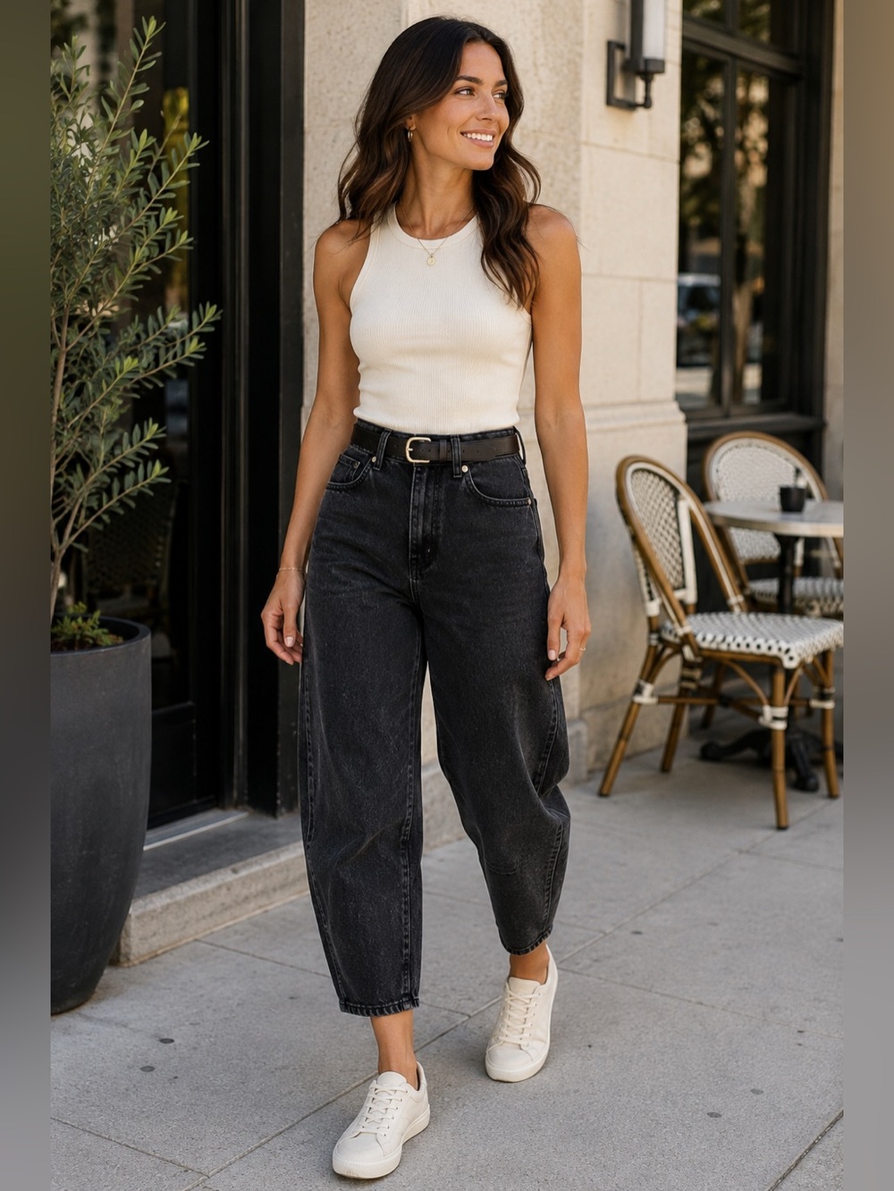 Gap High Rise Barrel Jeans 6/28 Short Washed Black NWT Gorpcore Streetwear